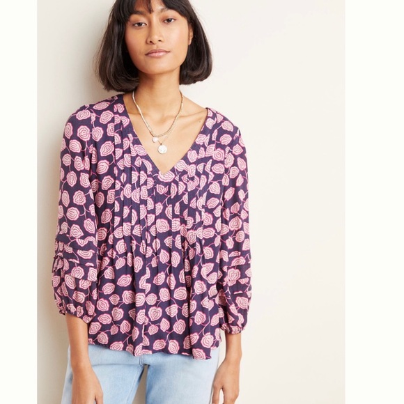 Anthropologie Tops - NWT Anthropologie Maeve Cathy Pleated Blouse M